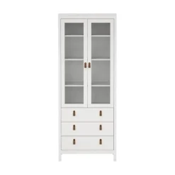 Buffetkasten-Hioshop Madrid vitrinekast 2 glazen deuren 3 laden wit