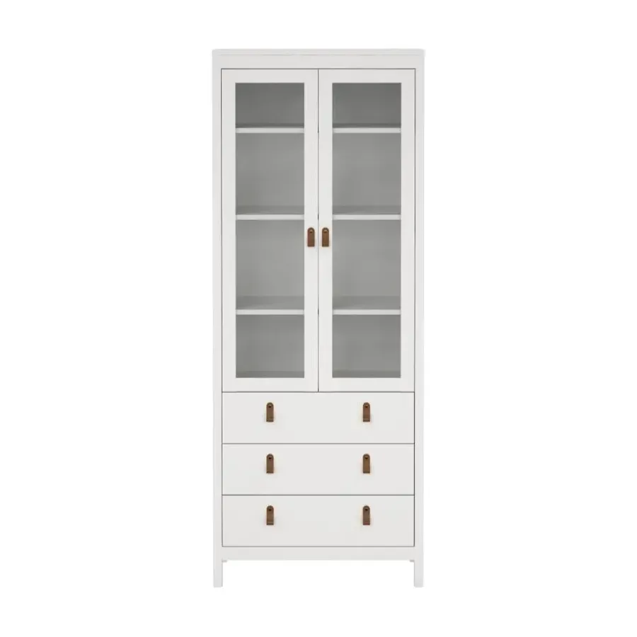 Buffetkasten-Hioshop Madrid vitrinekast 2 glazen deuren 3 laden wit