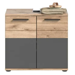 Merkloos Hioshop Mason wastafel Enkeltype 2 deuren grijs- eiken decor