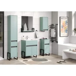 Spiegelkasten-Hioshop Matix spiegel bad met plank blauw- grijs