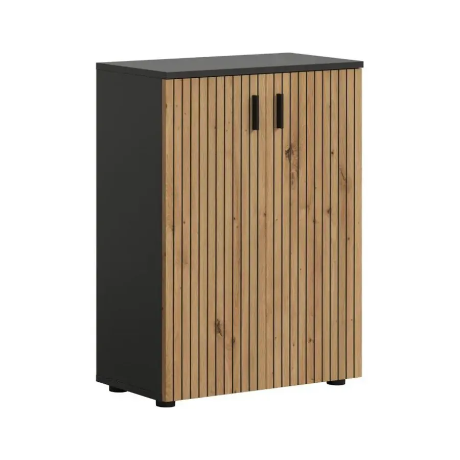 Merkloos Hioshop Mone badkamerkast 2 deuren eiken decor- donkergrijs