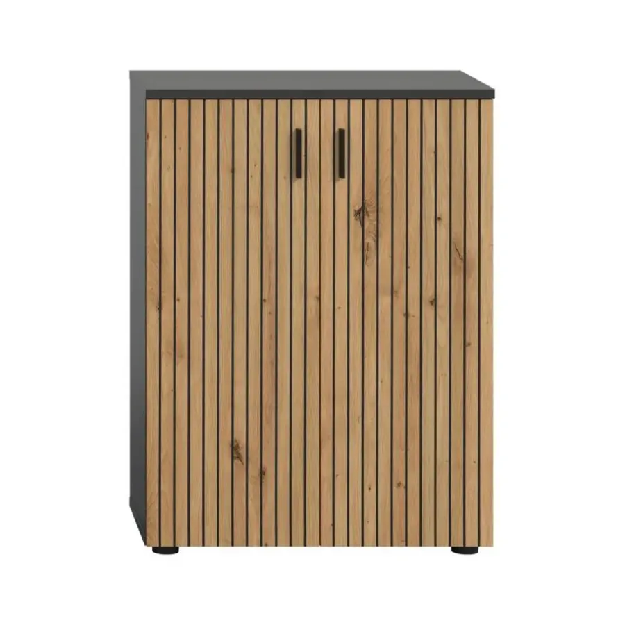 Merkloos Hioshop Mone badkamerkast 2 deuren eiken decor- donkergrijs