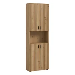 Hoge Kasten-Merkloos Hioshop Mone kolomkast 4 deuren- 1 plank eiken decor
