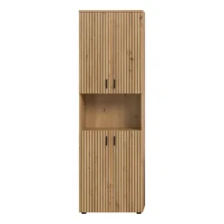 Hoge Kasten-Merkloos Hioshop Mone kolomkast 4 deuren- 1 plank eiken decor