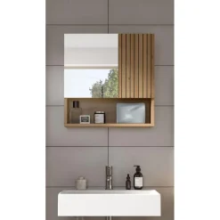 Merkloos Hioshop Mone spiegelkast 1 deur- 1 spiegeldeur- 1 plank eiken decor