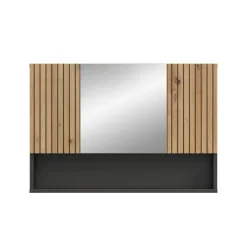 Spiegelkasten-Merkloos Hioshop Mone spiegelkast 2 deuren- 1 spiegeldeur- 1 plank eiken decor-
