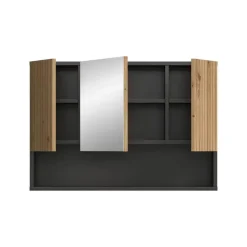 Spiegelkasten-Merkloos Hioshop Mone spiegelkast 2 deuren- 1 spiegeldeur- 1 plank eiken decor-