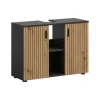 Wastafelkasten-Merkloos Hioshop Mone wastafel 2 deuren- 2 planken eiken decor- donkergrijs