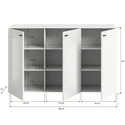 Dressoirs-Hioshop Monte dressoir 3 deuren wit hoogglans