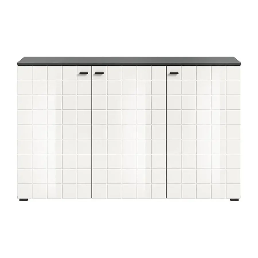 Dressoirs-Hioshop Monte dressoir 3 deuren wit hoogglans