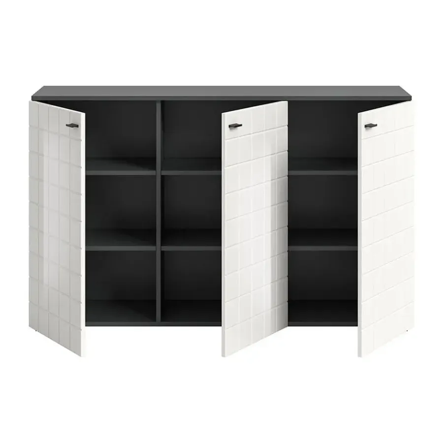 Dressoirs-Hioshop Monte dressoir 3 deuren wit hoogglans
