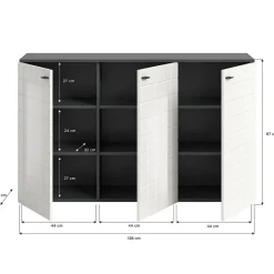 Dressoirs-Hioshop Monte dressoir 3 deuren wit hoogglans