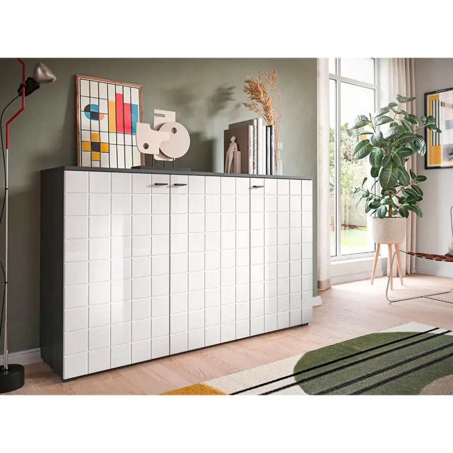 Dressoirs-Hioshop Monte dressoir 3 deuren wit hoogglans