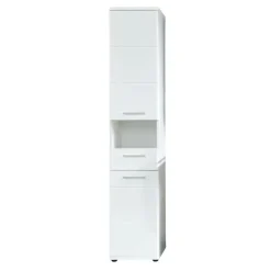 Hioshop Monte kolomkast 2 deuren- 1 lade- 1 open vak wit- wit hoogglans