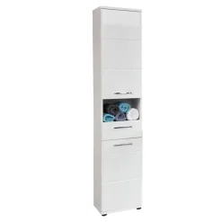 Hioshop Monte kolomkast 2 deuren- 1 lade- 1 open vak wit- wit hoogglans