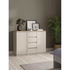 Dressoirs-Hioshop Naia dressoir 2 deuren 4 lades eikdecor