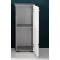 Hioshop NanoBad badkamerkast 1 deur- 1 legplank betonsteen decor- wit