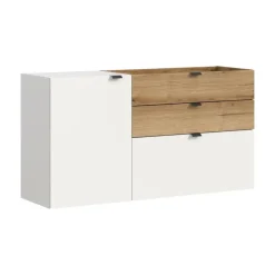 Merkloos Hioshop Naro dressoir wandgemonteerd 1 deur- 1 vouwdeur- 1 plank- 2 lades wit