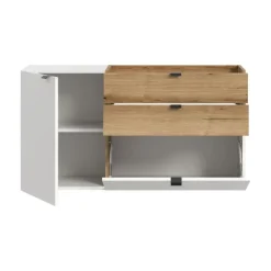 Merkloos Hioshop Naro dressoir wandgemonteerd 1 deur- 1 vouwdeur- 1 plank- 2 lades wit