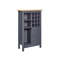 Wandkasten-Hioshop Nellina wandkast wijnrek- 1 deur- 3 open planken- 12 ruimte voor wijn