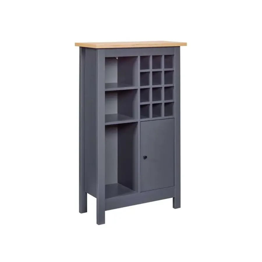 Wandkasten-Hioshop Nellina wandkast wijnrek- 1 deur- 3 open planken- 12 ruimte voor wijn