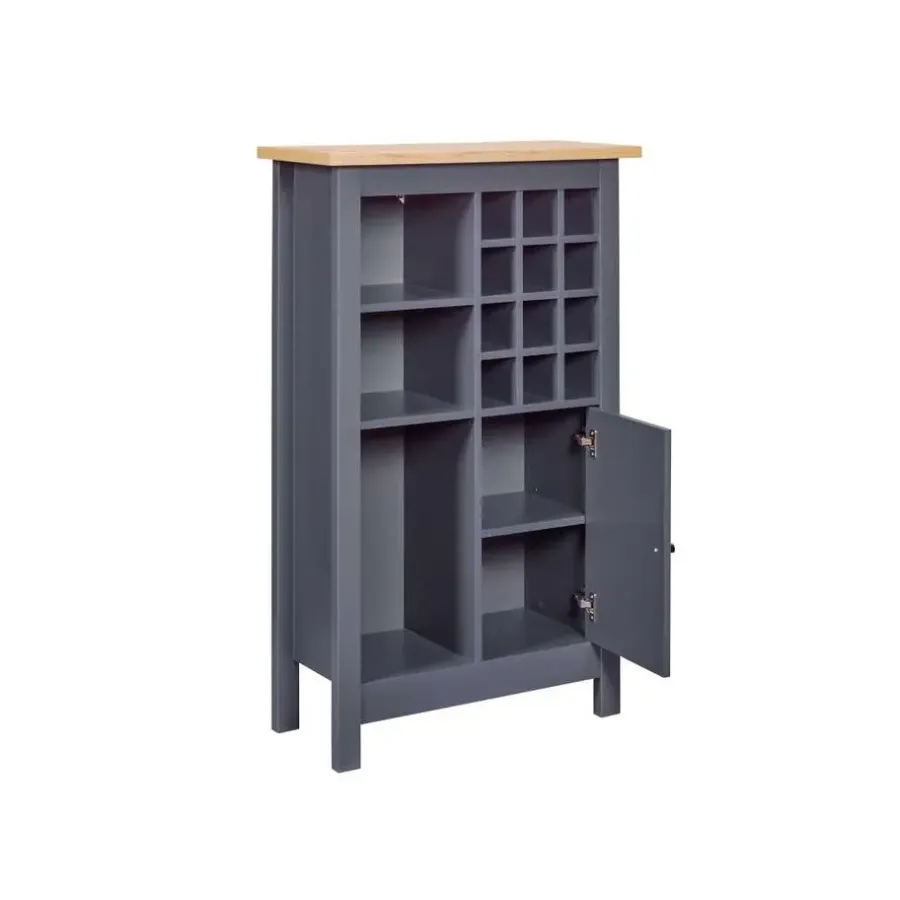 Wandkasten-Hioshop Nellina wandkast wijnrek- 1 deur- 3 open planken- 12 ruimte voor wijn