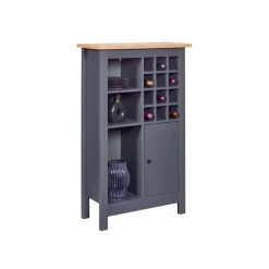Wandkasten-Hioshop Nellina wandkast wijnrek- 1 deur- 3 open planken- 12 ruimte voor wijn