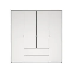 Hioshop Next kledingkast 4 deuren 2 lades 197x200cm wit