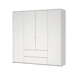Hioshop Next kledingkast 4 deuren 2 lades 197x200cm wit