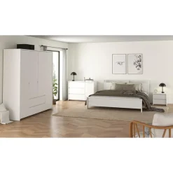 Hioshop Next kledingkast 4 deuren 2 lades 197x200cm wit