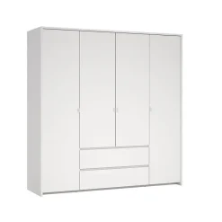 Hioshop Next kledingkast 4 deuren 2 lades 197x200cm wit