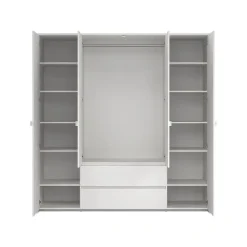 Hioshop Next kledingkast 4 deuren 2 lades 197x200cm wit