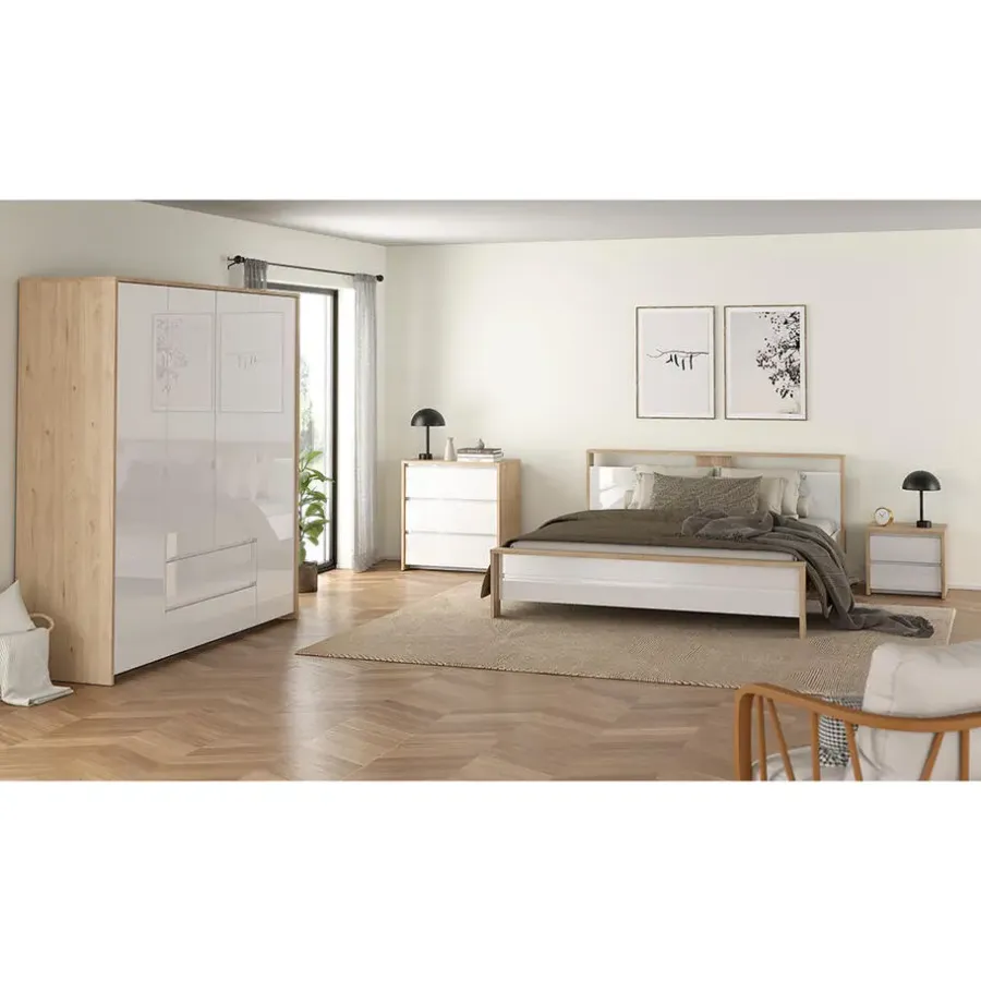 Ladekasten|Ladekasten-Hioshop Next ladekast 3 lades hoogglans wit