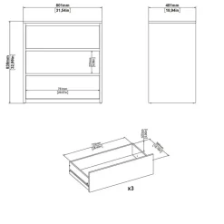 Ladekasten|Ladekasten-Hioshop Next ladekast 3 lades hoogglans wit
