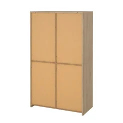 Buffetkasten-Hioshop Next vitrinekast 3 deuren- 2 lades- 1 plank eiken decor- wit hoogglans