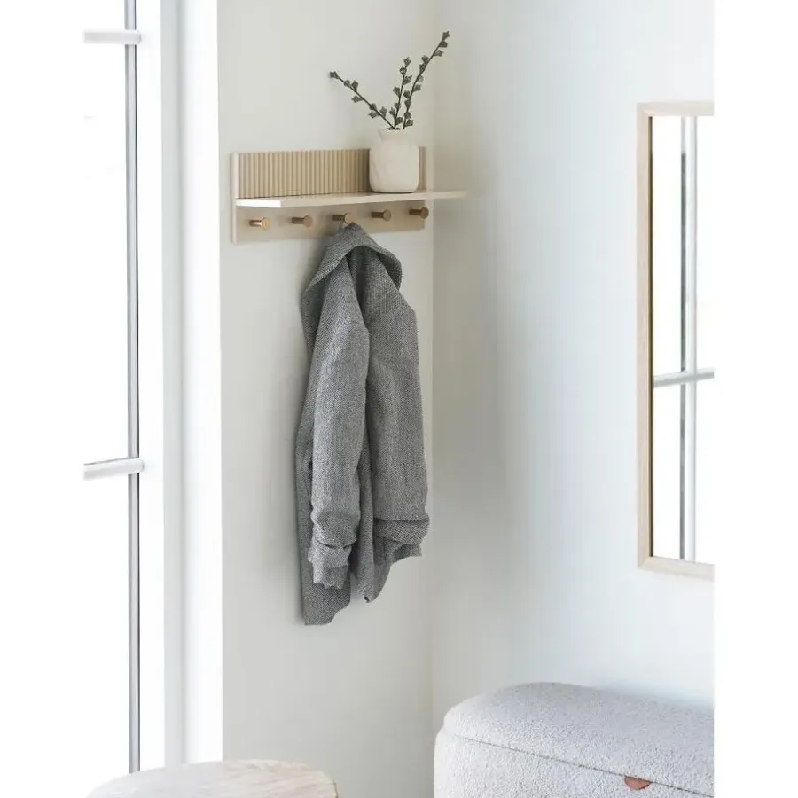 Merkloos Hioshop Nika kapstok 5 haken beige