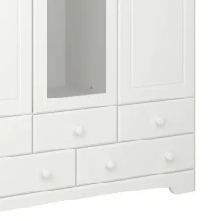 Hioshop Nilon kledingkast 3 deuren 5 laden wit