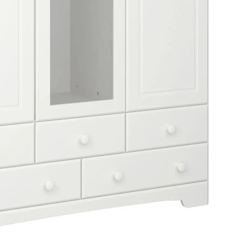 Hioshop Nilon kledingkast 3 deuren 5 laden wit