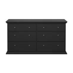 Hioshop North kommode 6 laden zwart mat