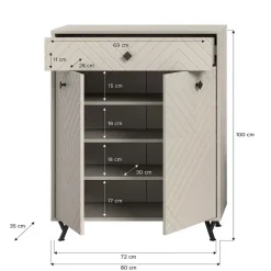 Schoenenkasten-Hioshop Notes schoenenkast 2 deuren mat beige