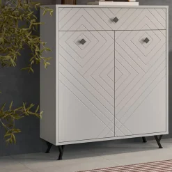 Schoenenkasten-Hioshop Notes schoenenkast 2 deuren mat beige