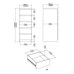 Ladekasten|Ladekasten-Hioshop Noulan commode 5 lades eiken decor