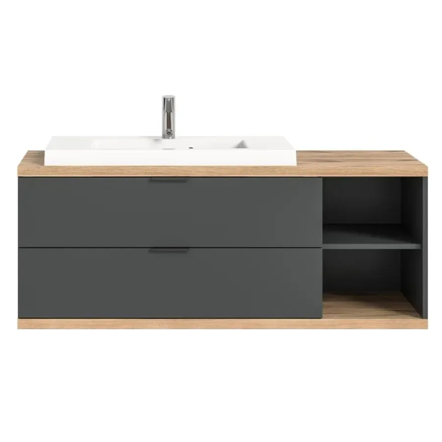 Merkloos Hioshop Nuaro wastafel 2 lades grijs