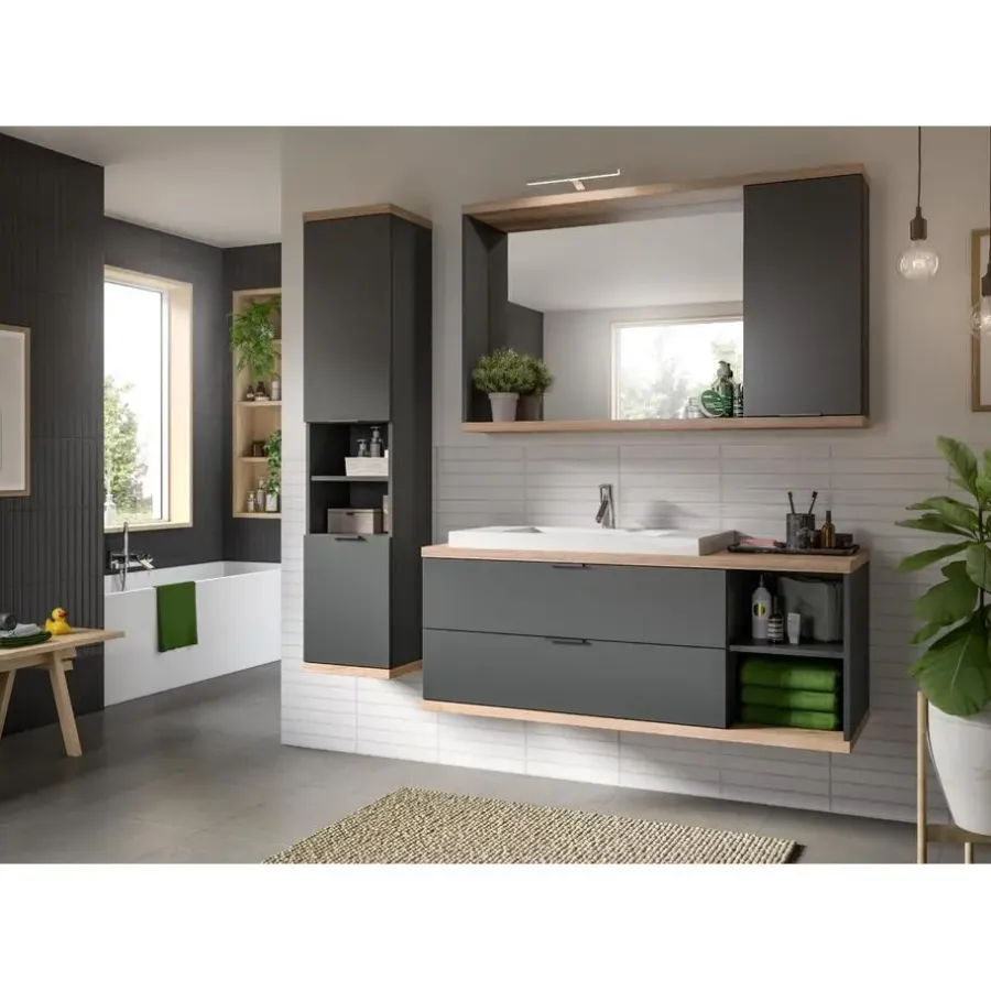Merkloos Hioshop Nuaro wastafel 2 lades grijs