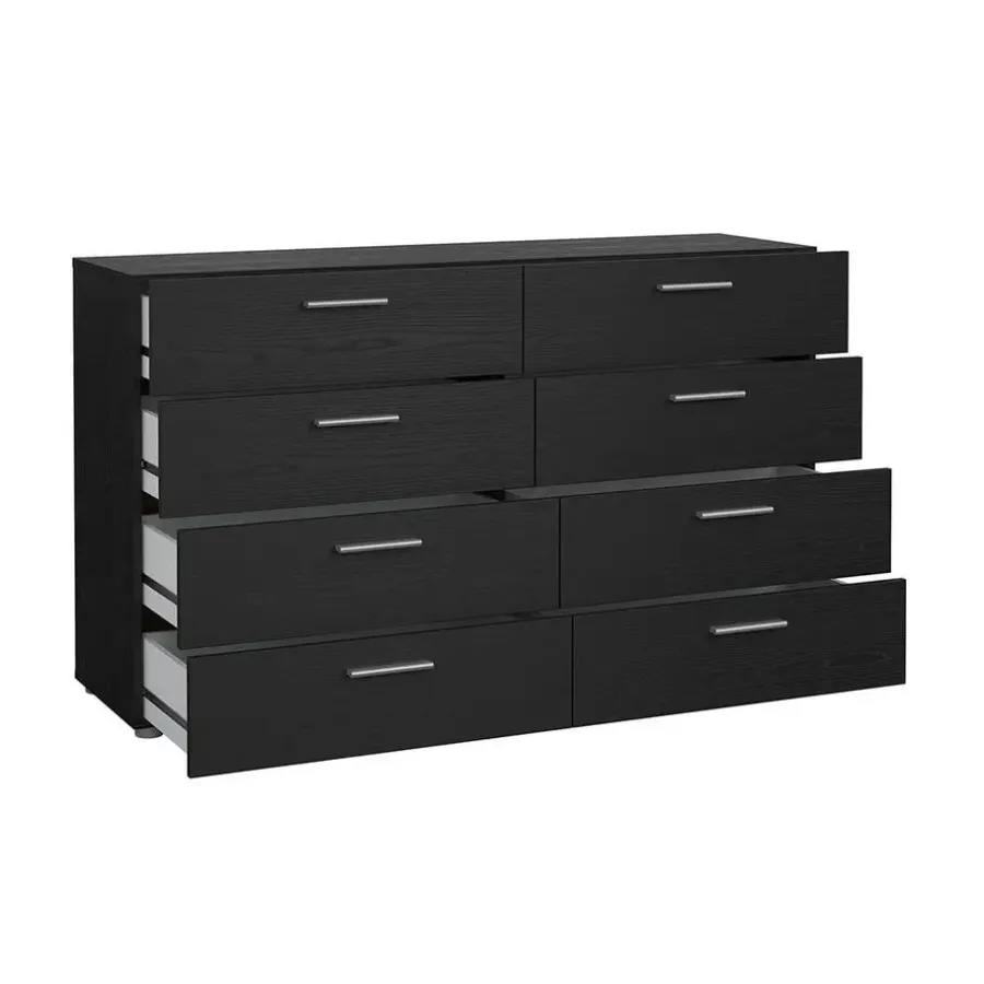 Hioshop Pepe kommode 8 lades zwarte structuur