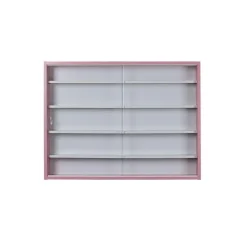 Hioshop Pinkruby vitrinekast vitrinekast- 2 schuifdeuren roze- wit