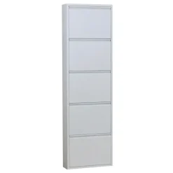 Schoenenkasten-Hioshop Pisa schoenenkast wit metaal met 5 vakken