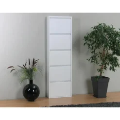 Schoenenkasten-Hioshop Pisa schoenenkast wit metaal met 5 vakken