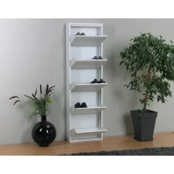 Schoenenkasten-Hioshop Pisa schoenenkast wit metaal met 5 vakken