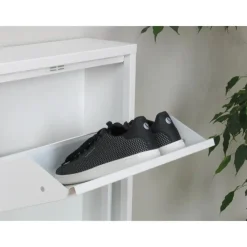 Schoenenkasten-Hioshop Pisa schoenenkast wit metaal met 5 vakken